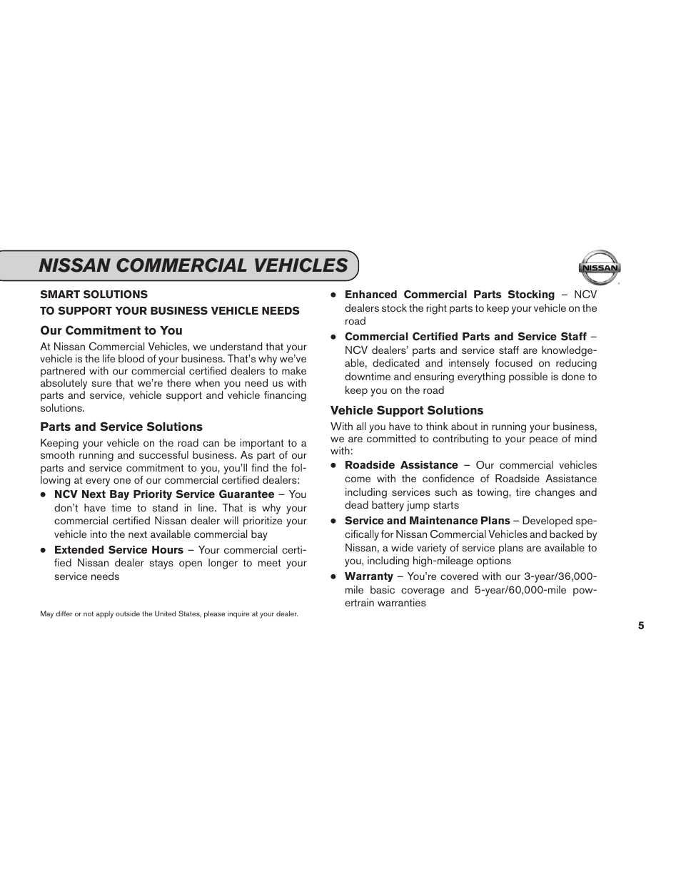 Nissan commercial vehicles | NISSAN 2014 Versa Note - Service & Maintenance Guide User Manual | Page 7 / 69