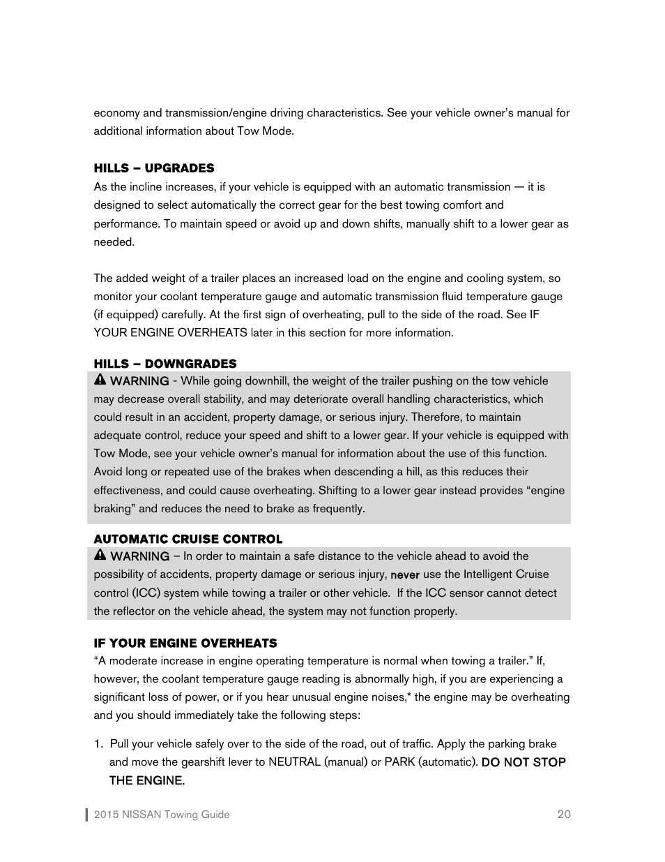 NISSAN 2015 Versa Note - Towing Guide User Manual | Page 21 / 27