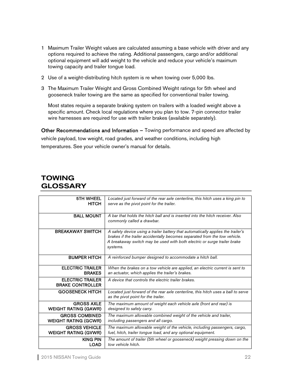 Towing glossary | NISSAN 2015 Versa Note - Towing Guide User Manual | Page 23 / 27