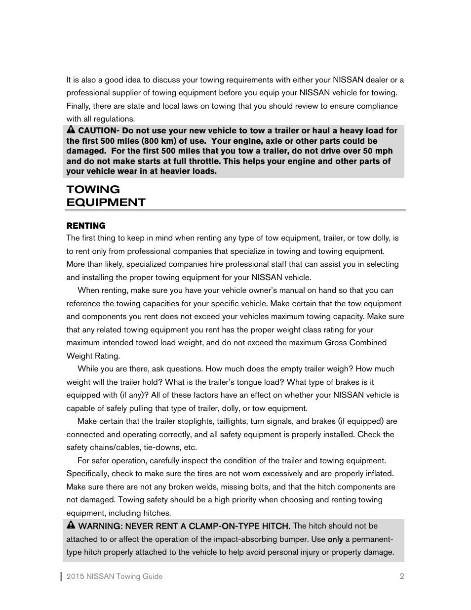 Towing equipment | NISSAN 2015 Versa Note - Towing Guide User Manual | Page 3 / 27