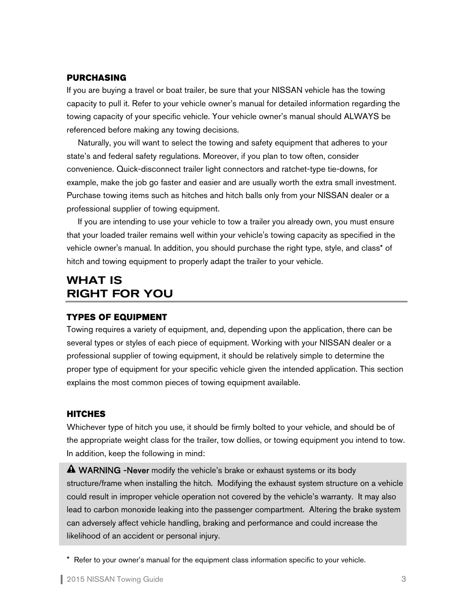 What is right for you | NISSAN 2015 Versa Note - Towing Guide User Manual | Page 4 / 27