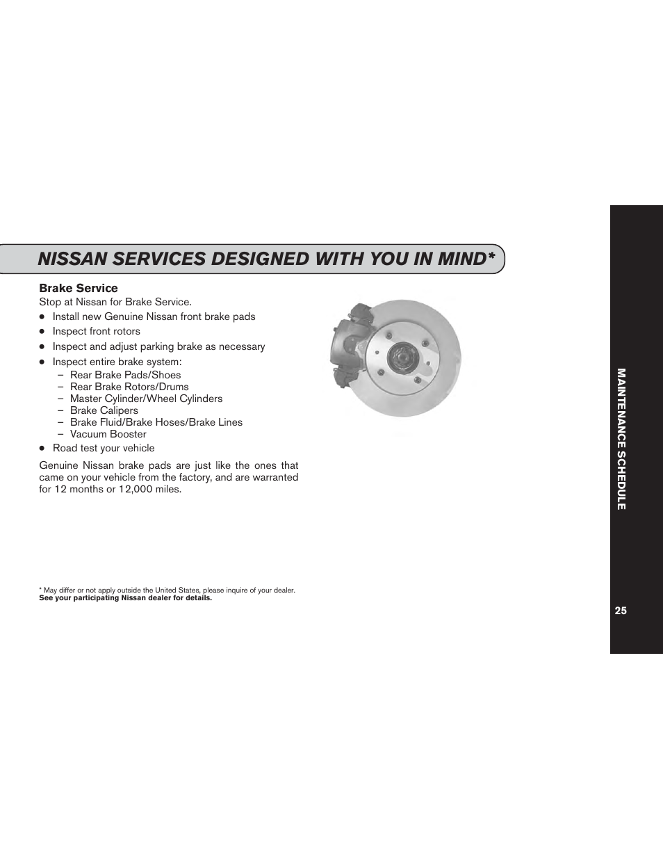 Nissan services designed with you in mind | NISSAN 2015 Versa Note - Service & Maintenance Guide User Manual | Page 27 / 70