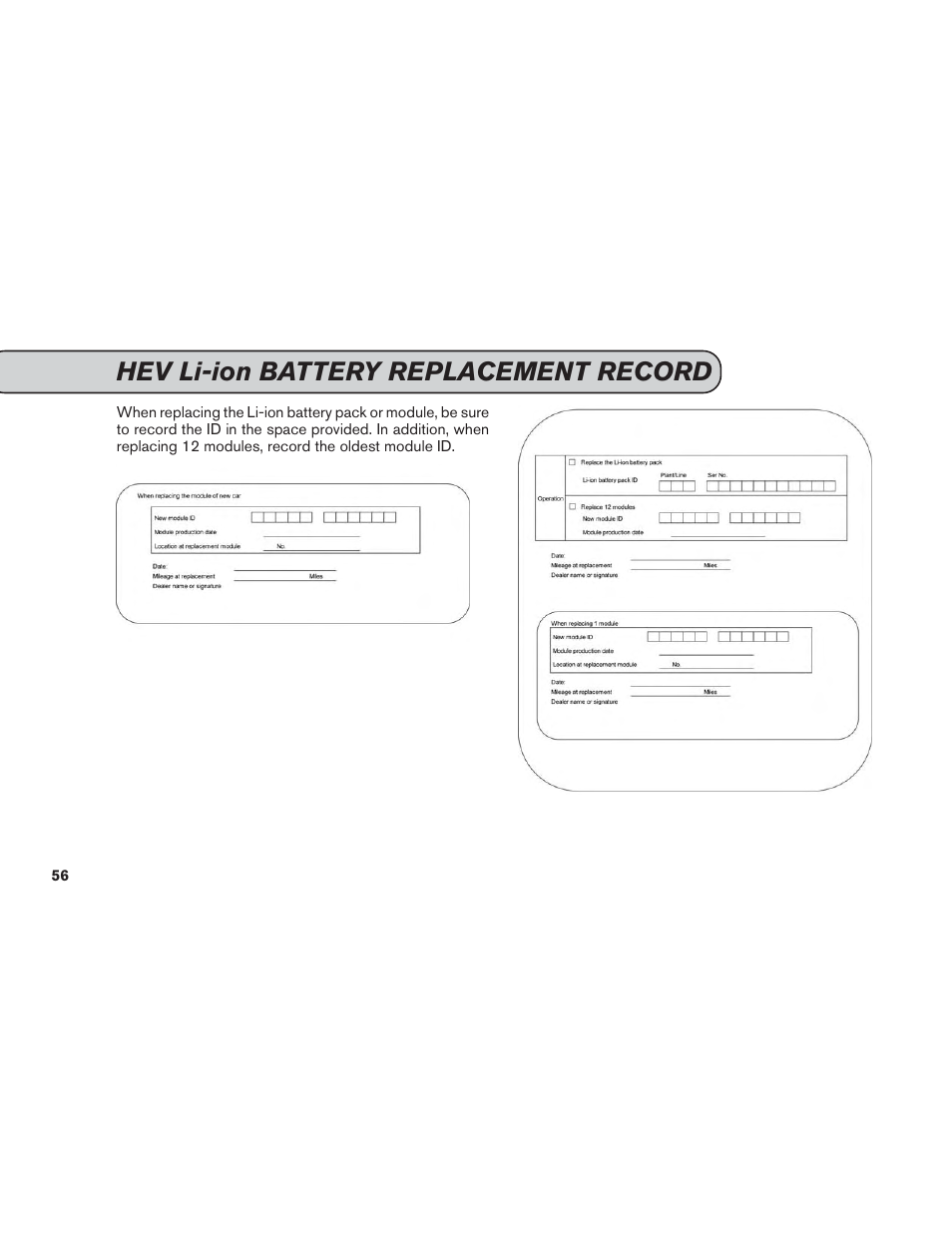 Hev li-ion battery replacement record | NISSAN 2015 Versa Note - Service & Maintenance Guide User Manual | Page 58 / 70