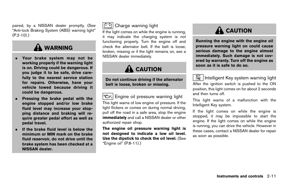 Warning, Caution | NISSAN 2012 370Z Roadster - Owner's Manual User Manual | Page 75 / 427