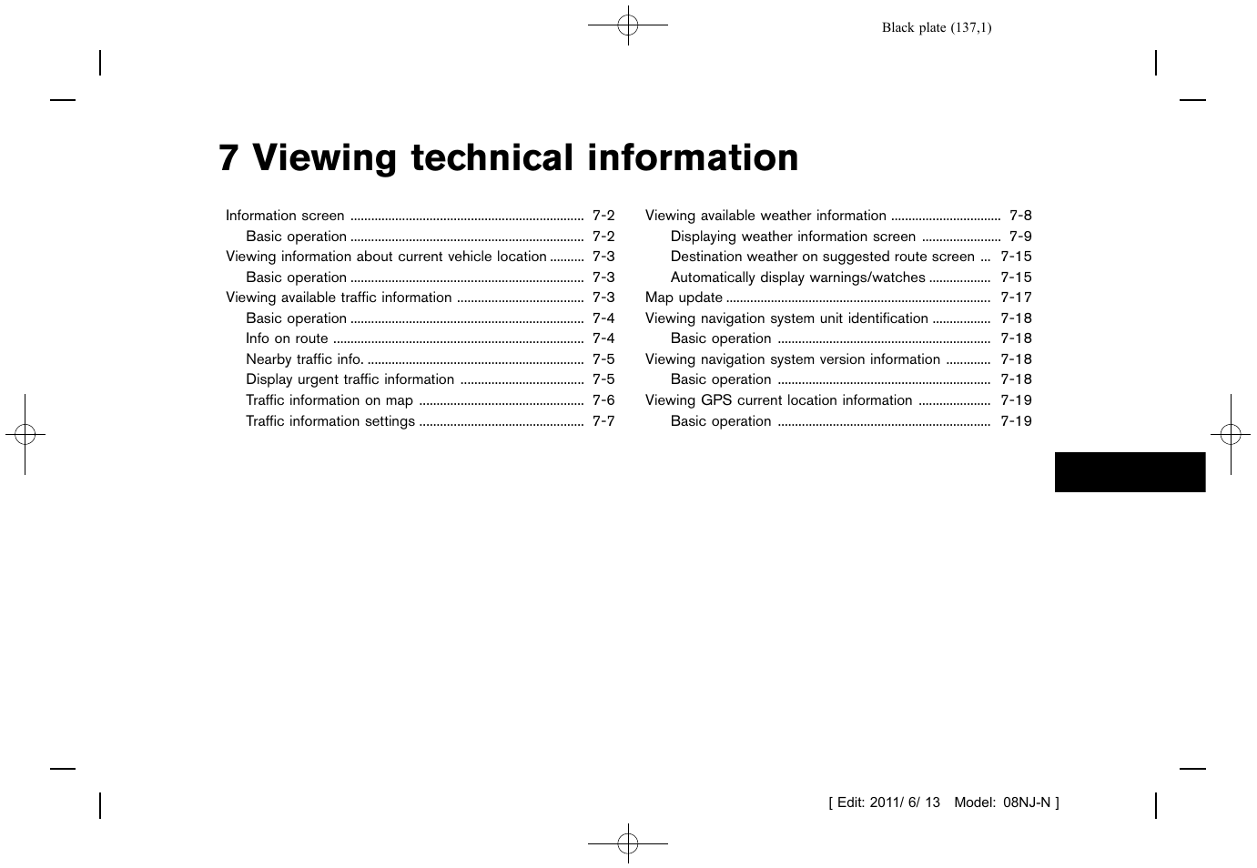 Viewing technical information, 7 viewing technical information | NISSAN 2012 Quest - Navigation System Owner's Manual User Manual | Page 136 / 242