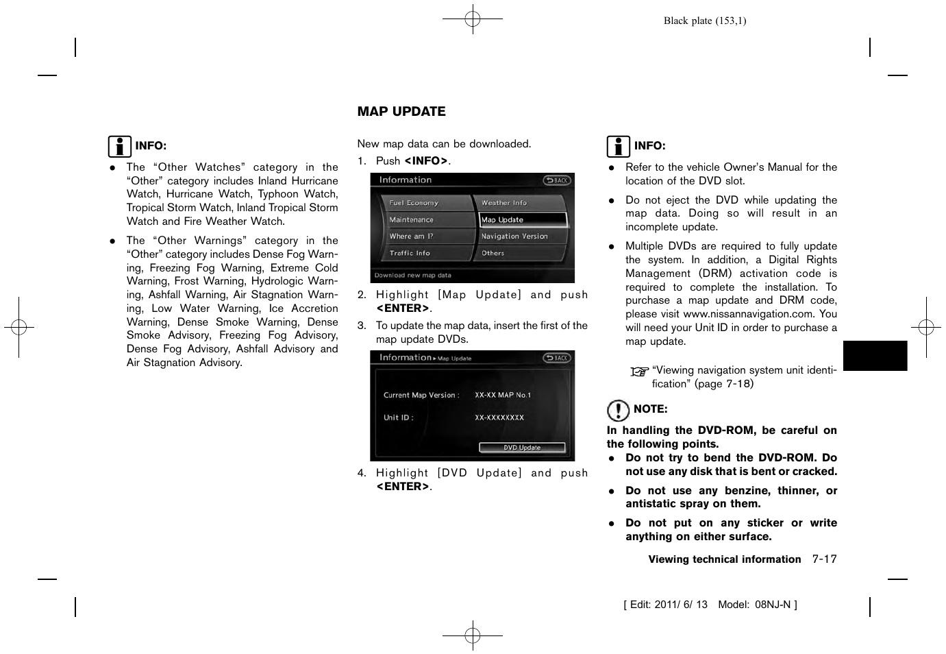 Map update -17 | NISSAN 2012 Quest - Navigation System Owner's Manual User Manual | Page 152 / 242