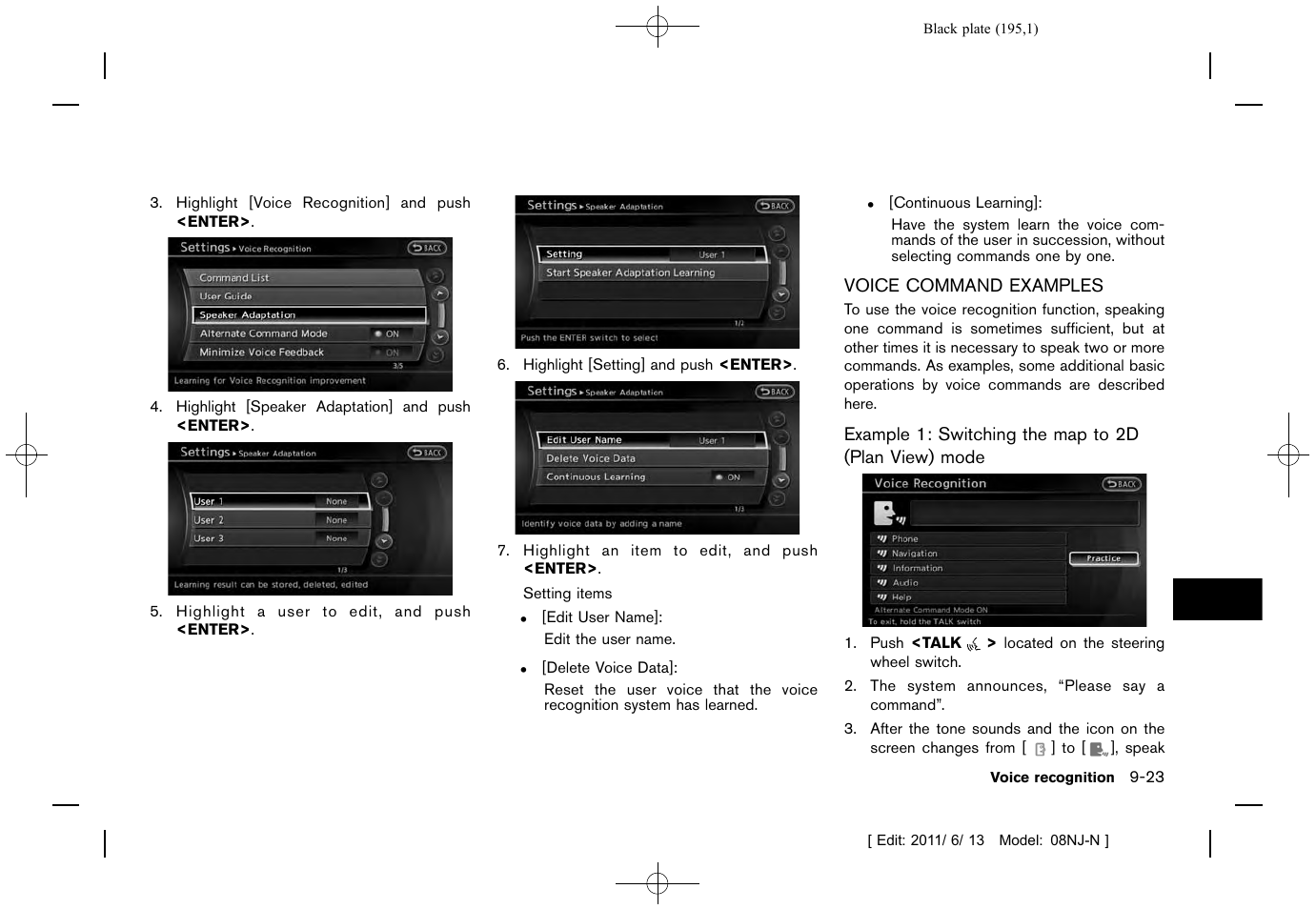 Voice command examples -23 | NISSAN 2012 Quest - Navigation System Owner's Manual User Manual | Page 194 / 242