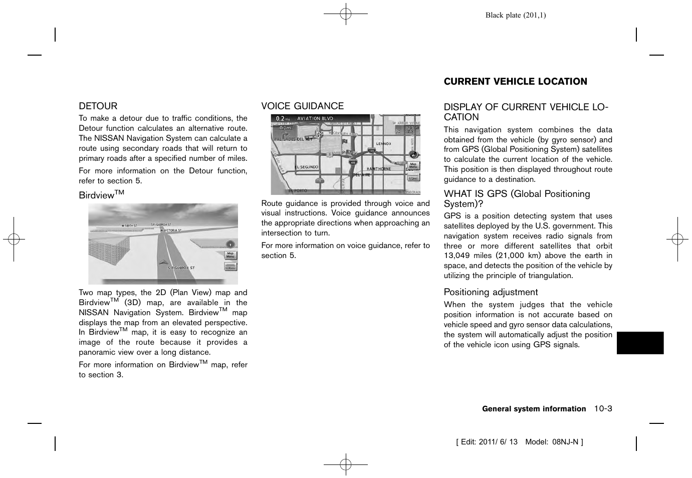 Detour -3 birdview, Voice guidance -3, Current vehicle location -3 | NISSAN 2012 Quest - Navigation System Owner's Manual User Manual | Page 200 / 242