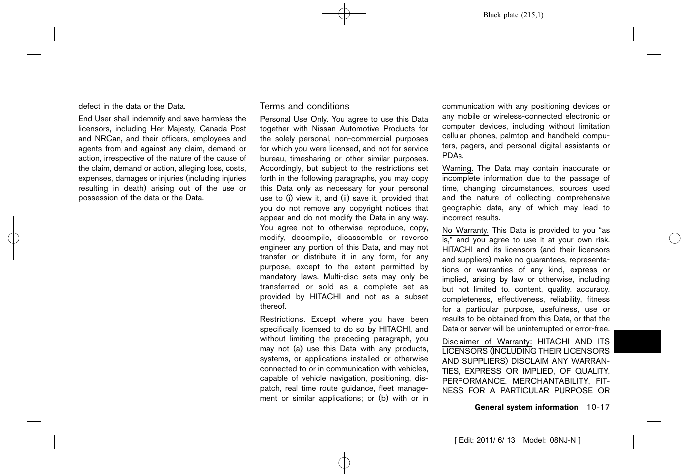 NISSAN 2012 Quest - Navigation System Owner's Manual User Manual | Page 214 / 242