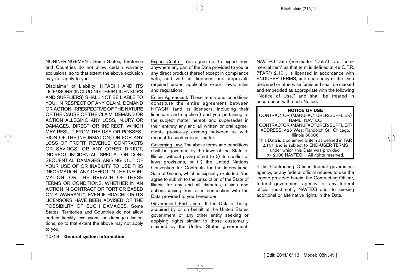 NISSAN 2012 Quest - Navigation System Owner's Manual User Manual | Page 215 / 242