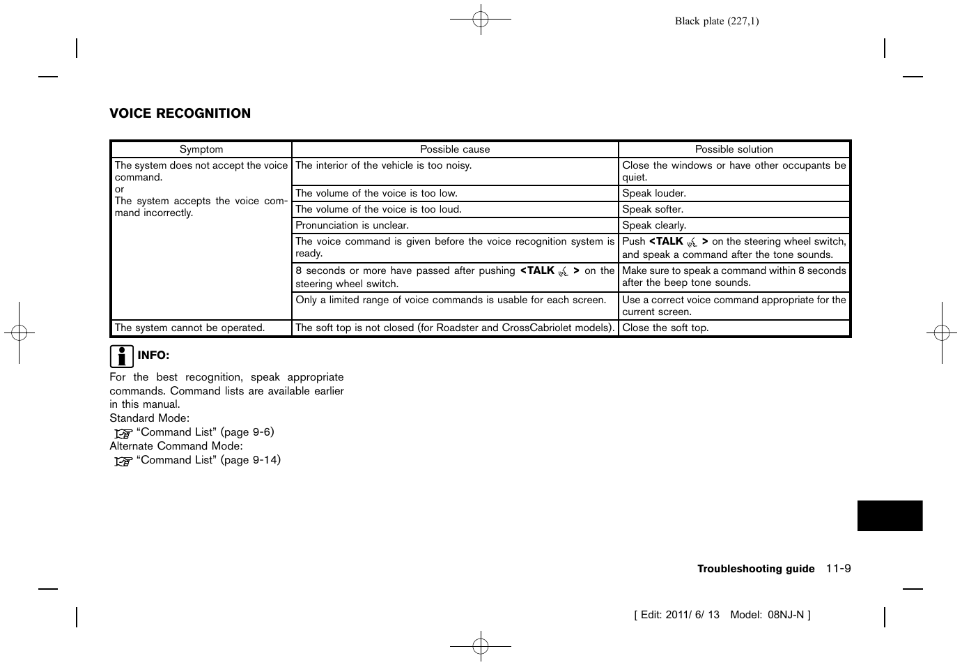 Voice recognition -9 | NISSAN 2012 Quest - Navigation System Owner's Manual User Manual | Page 226 / 242