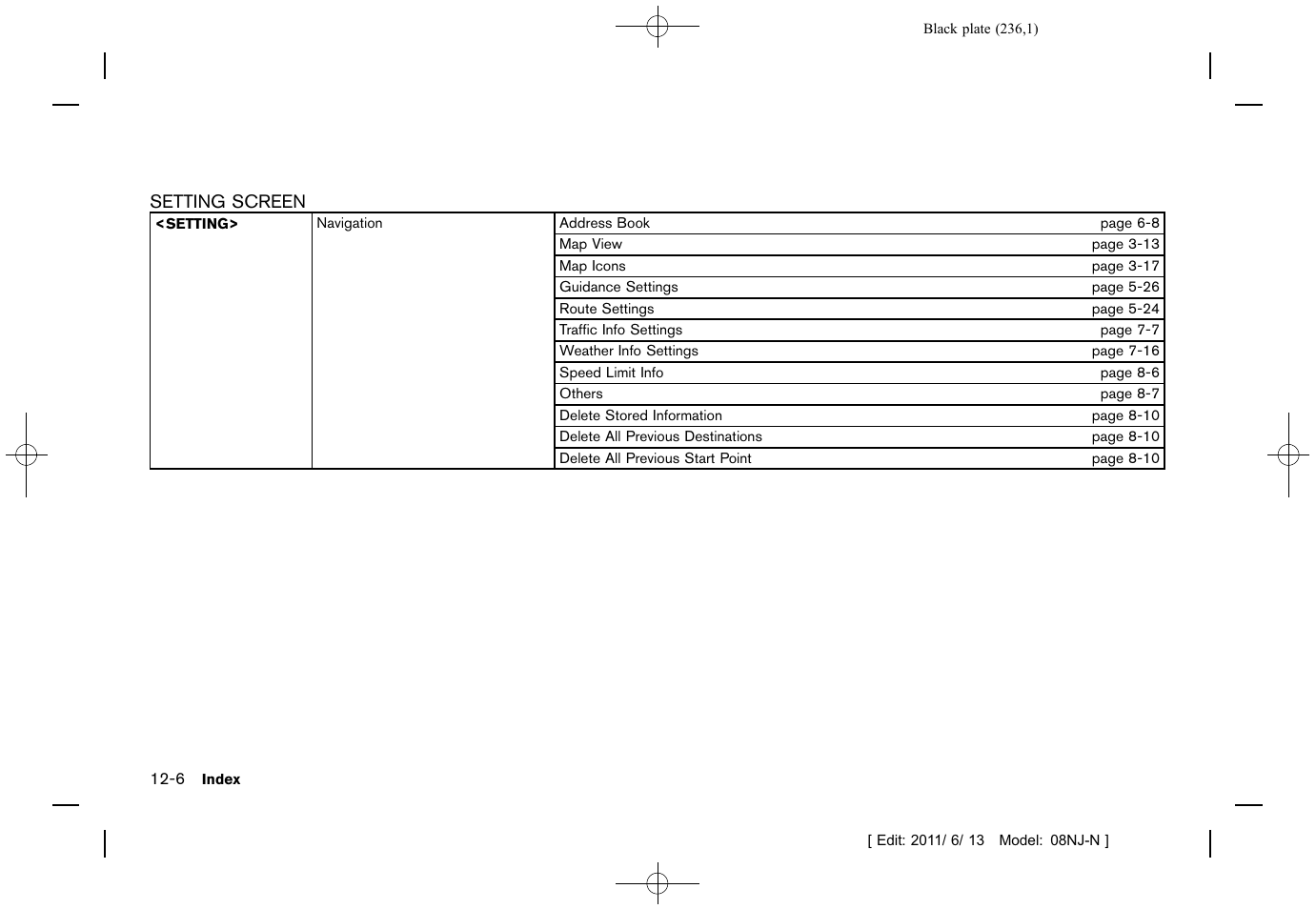 NISSAN 2012 Quest - Navigation System Owner's Manual User Manual | Page 235 / 242