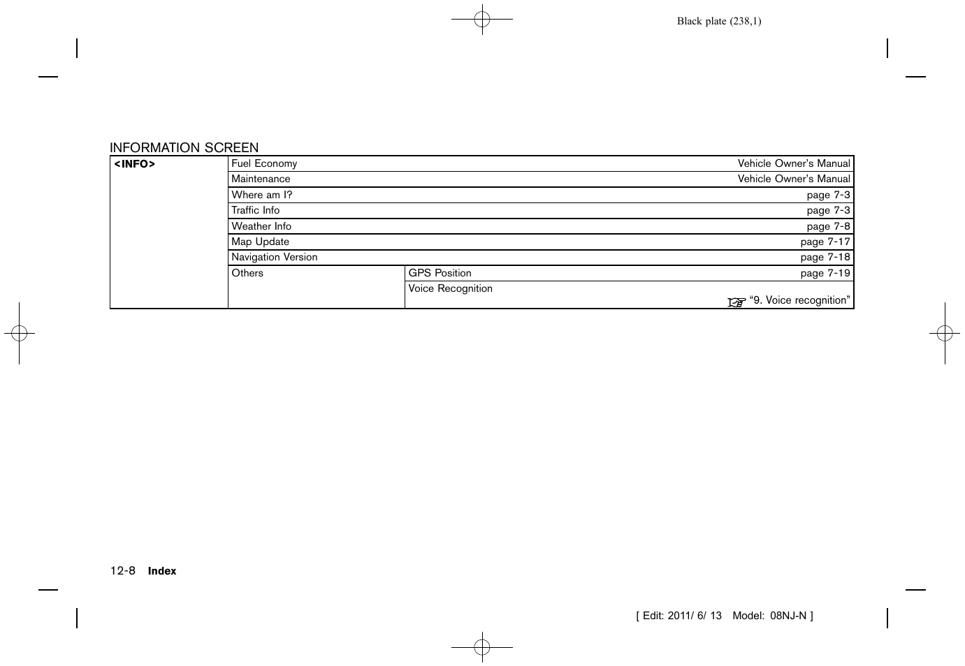 NISSAN 2012 Quest - Navigation System Owner's Manual User Manual | Page 237 / 242