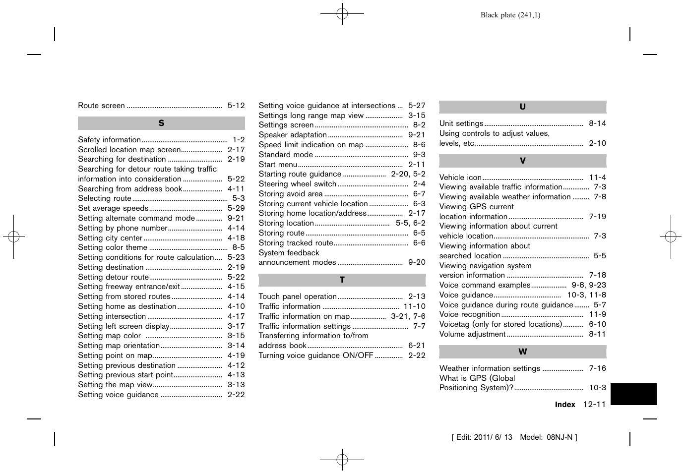 NISSAN 2012 Quest - Navigation System Owner's Manual User Manual | Page 240 / 242