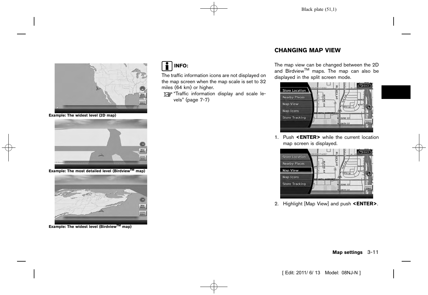 Changing map view -11 | NISSAN 2012 Quest - Navigation System Owner's Manual User Manual | Page 50 / 242