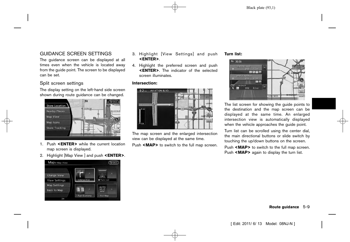 Guidance screen settings -9 | NISSAN 2012 Quest - Navigation System Owner's Manual User Manual | Page 92 / 242