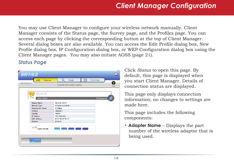 Client manager configuration | Buffalo Technology WLI-U2-KG125S User Manual | Page 14 / 45