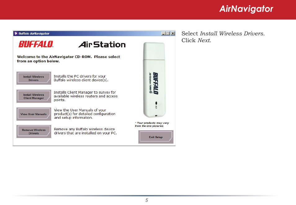Airnavigator | Buffalo Technology WLI-U2-KG125S User Manual | Page 5 / 45