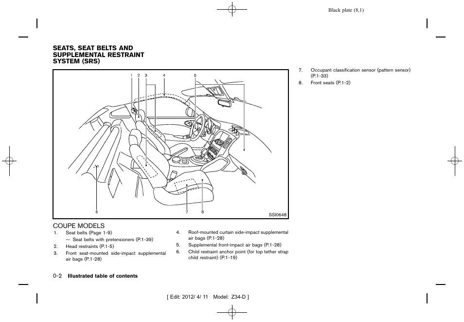 Coupe models -2 | NISSAN 2013 370Z Roadster - Owner's Manual User Manual | Page 10 / 427