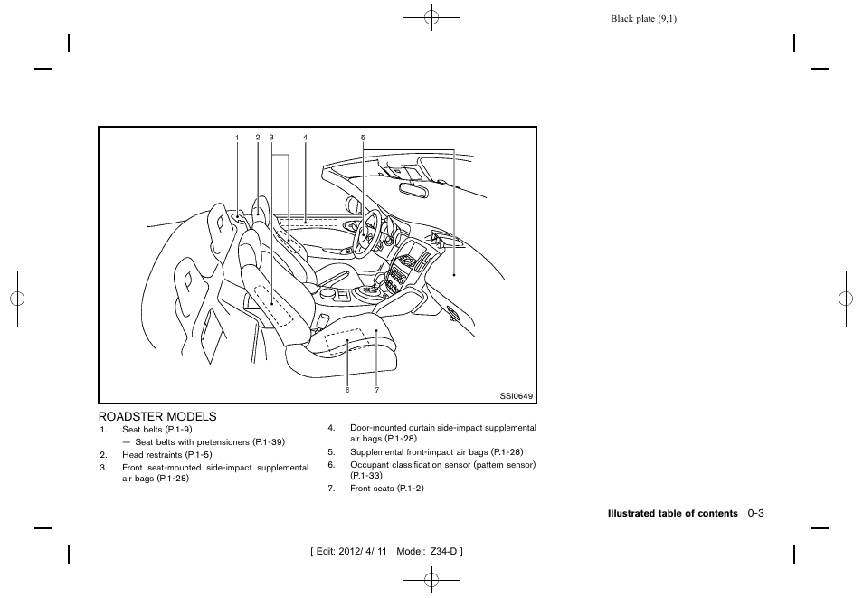 Roadster models -3 | NISSAN 2013 370Z Roadster - Owner's Manual User Manual | Page 11 / 427