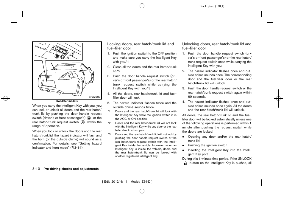 NISSAN 2013 370Z Roadster - Owner's Manual User Manual | Page 132 / 427