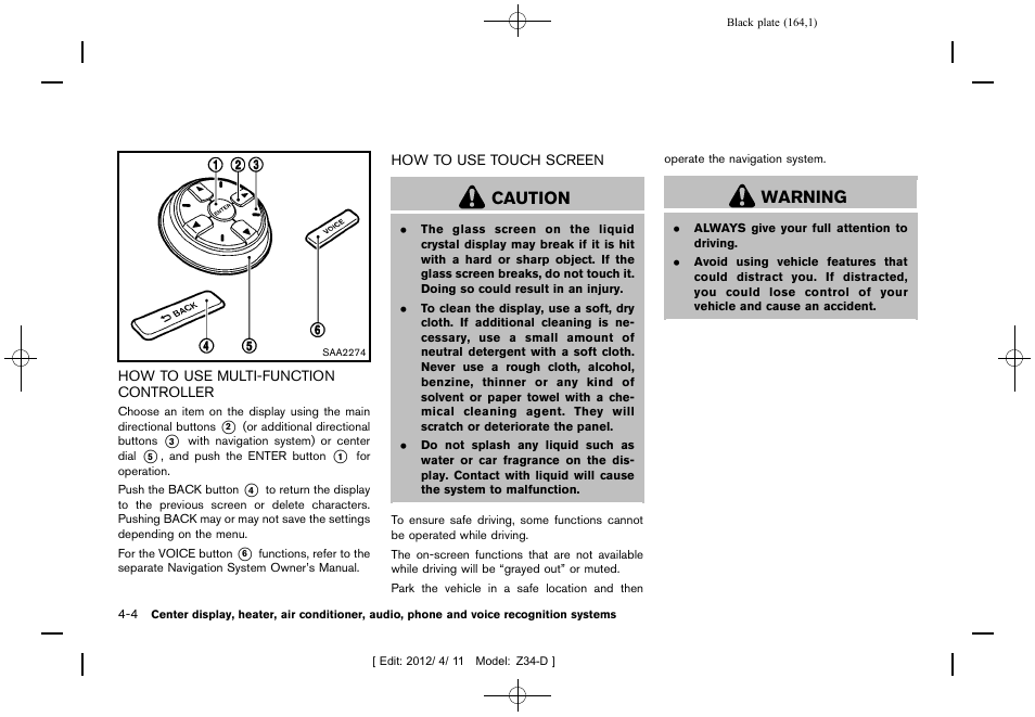 Caution, Warning | NISSAN 2013 370Z Roadster - Owner's Manual User Manual | Page 166 / 427