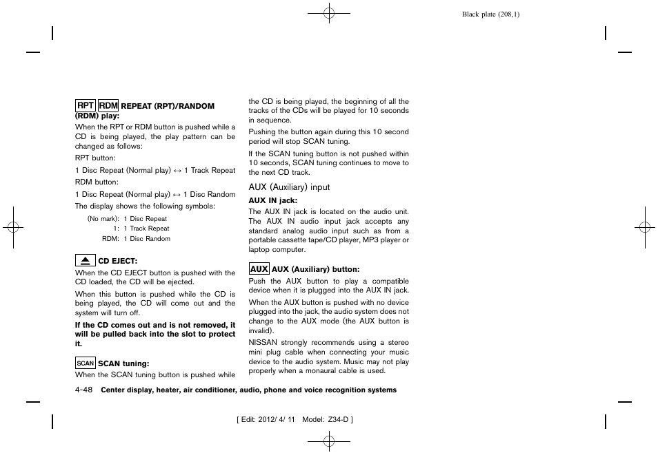 NISSAN 2013 370Z Roadster - Owner's Manual User Manual | Page 210 / 427