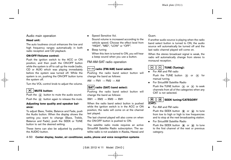 NISSAN 2013 370Z Roadster - Owner's Manual User Manual | Page 212 / 427