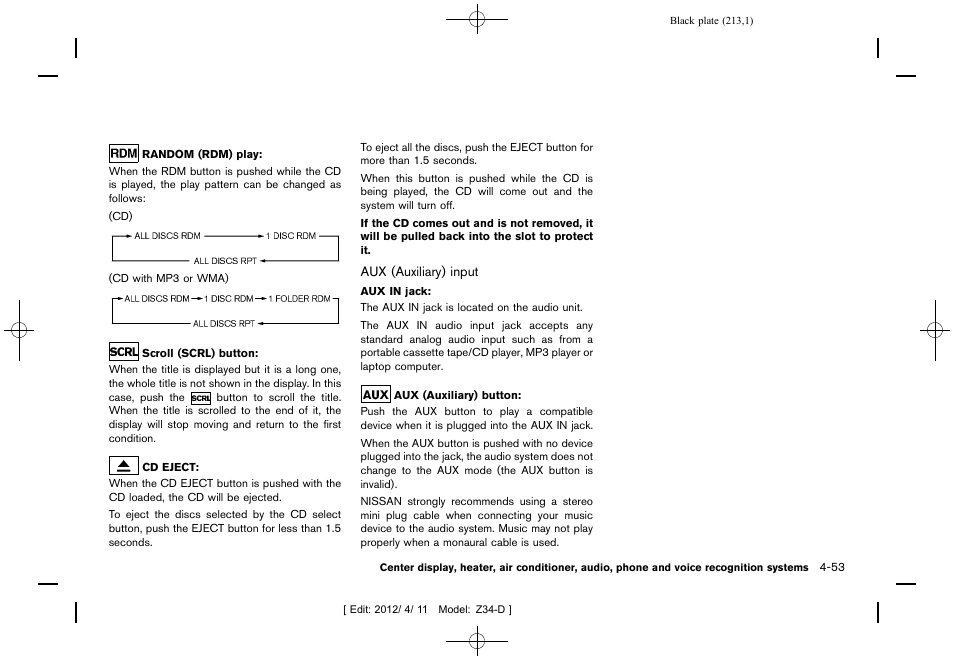 NISSAN 2013 370Z Roadster - Owner's Manual User Manual | Page 215 / 427