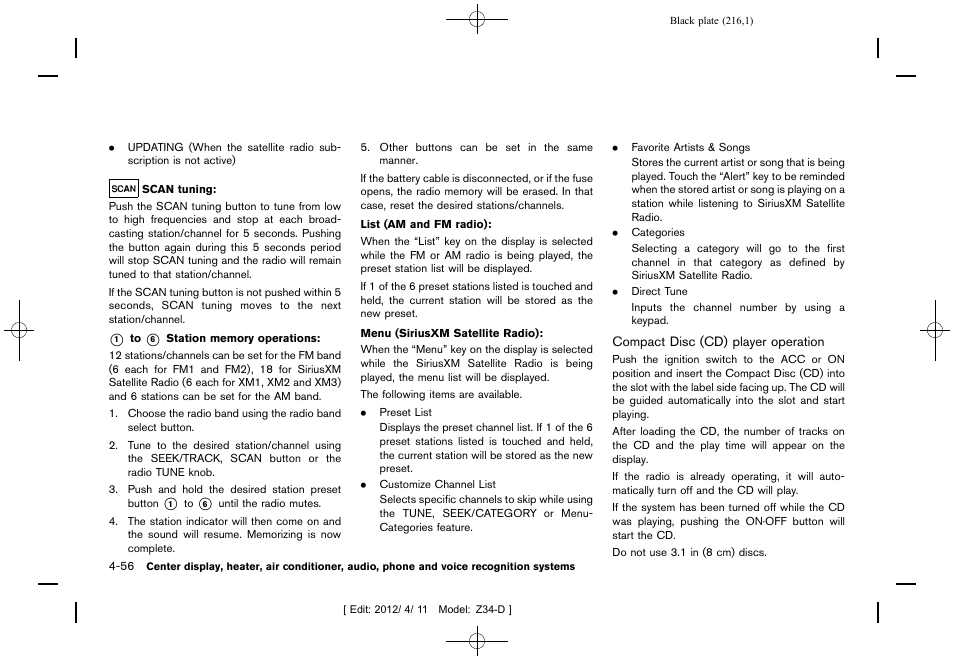 NISSAN 2013 370Z Roadster - Owner's Manual User Manual | Page 218 / 427