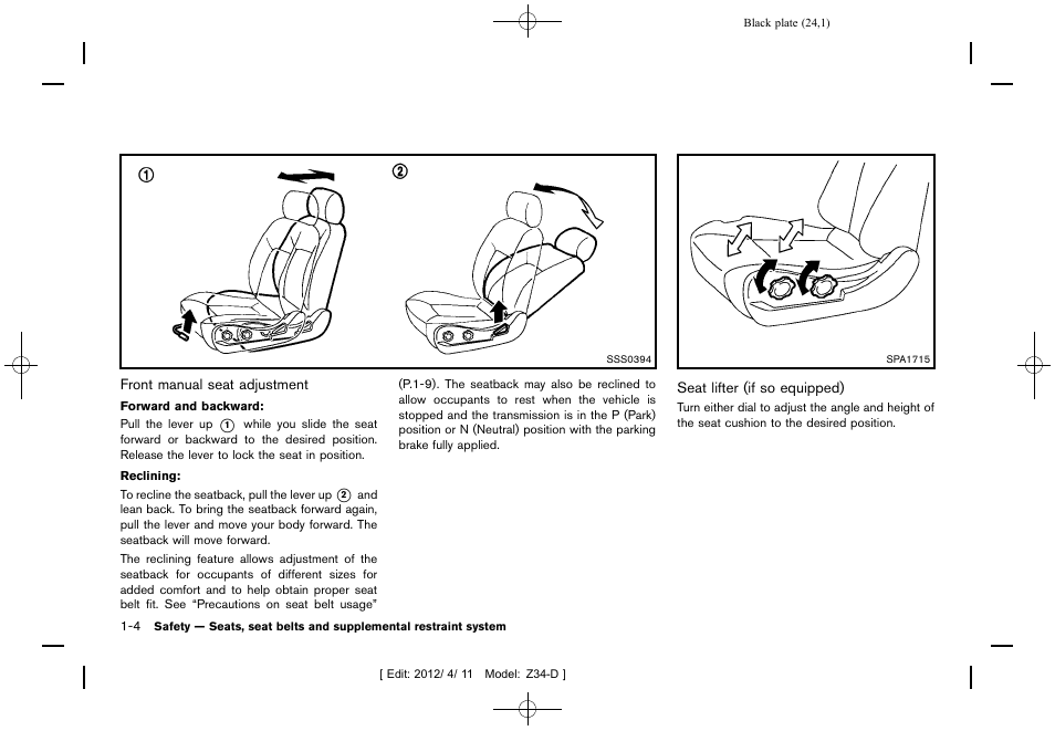 NISSAN 2013 370Z Roadster - Owner's Manual User Manual | Page 26 / 427