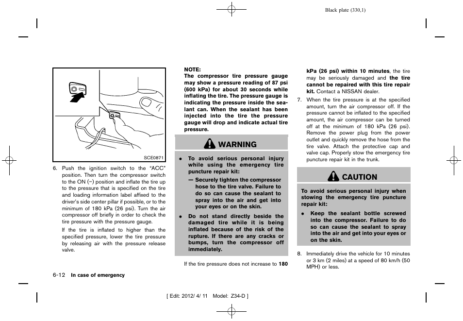 Warning, Caution | NISSAN 2013 370Z Roadster - Owner's Manual User Manual | Page 332 / 427