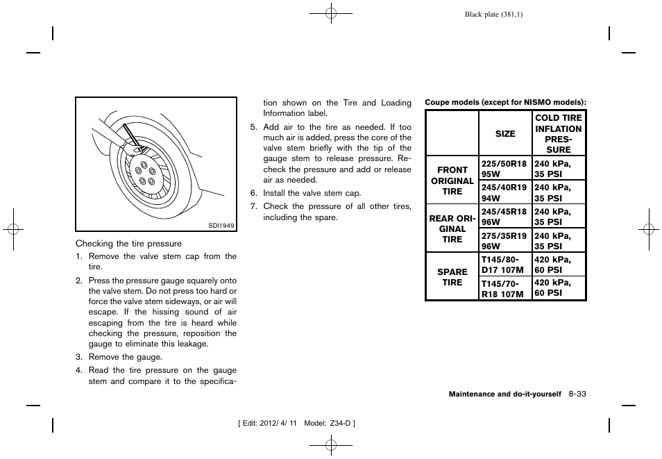 NISSAN 2013 370Z Roadster - Owner's Manual User Manual | Page 383 / 427