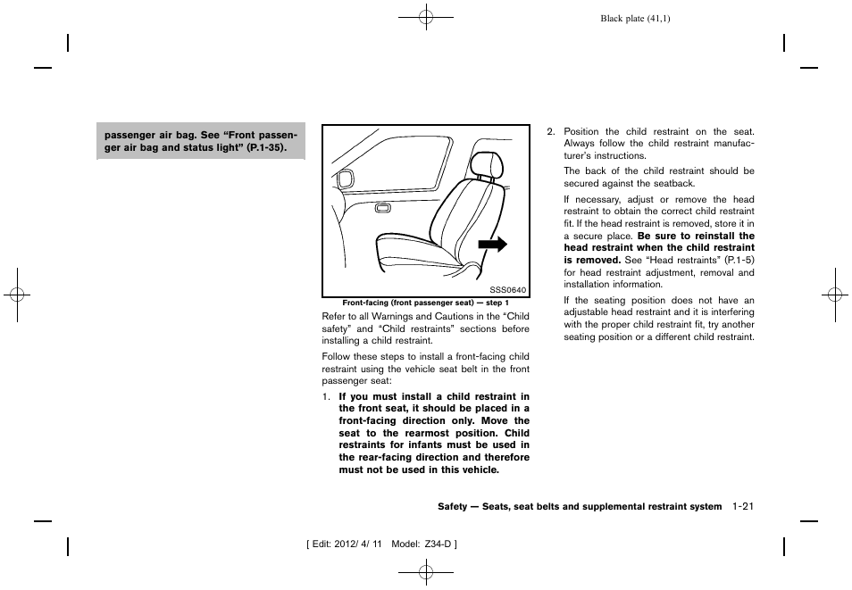 NISSAN 2013 370Z Roadster - Owner's Manual User Manual | Page 43 / 427