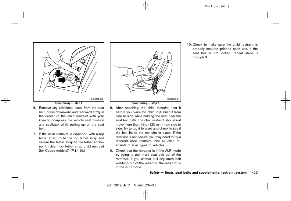 NISSAN 2013 370Z Roadster - Owner's Manual User Manual | Page 45 / 427