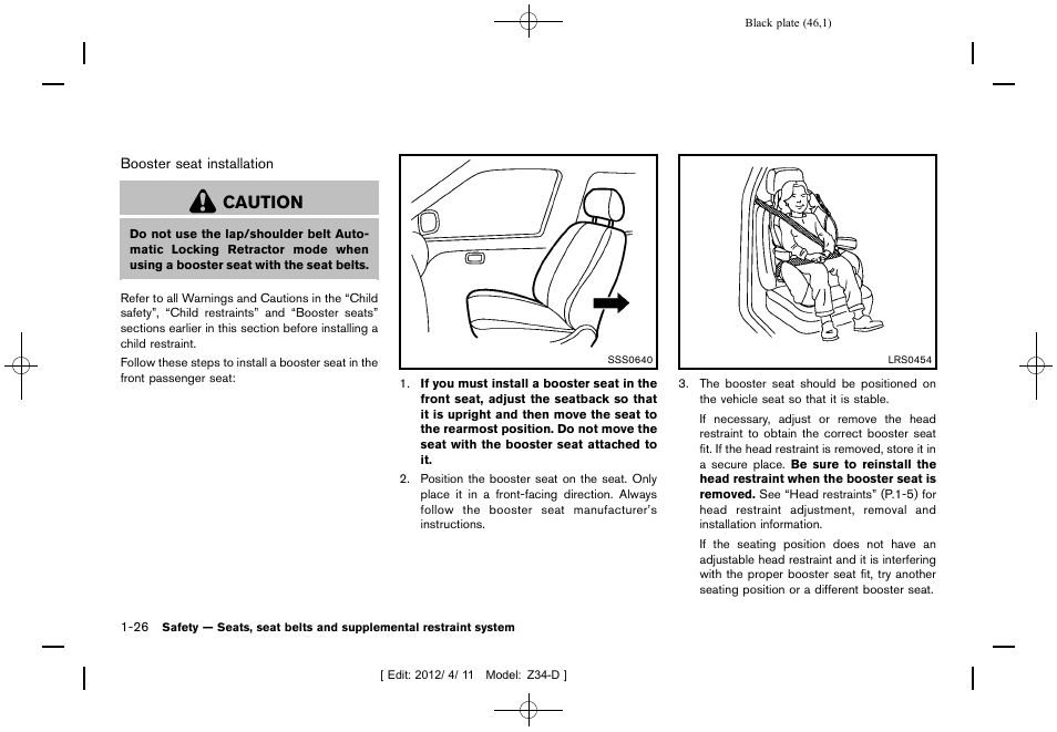 Caution | NISSAN 2013 370Z Roadster - Owner's Manual User Manual | Page 48 / 427