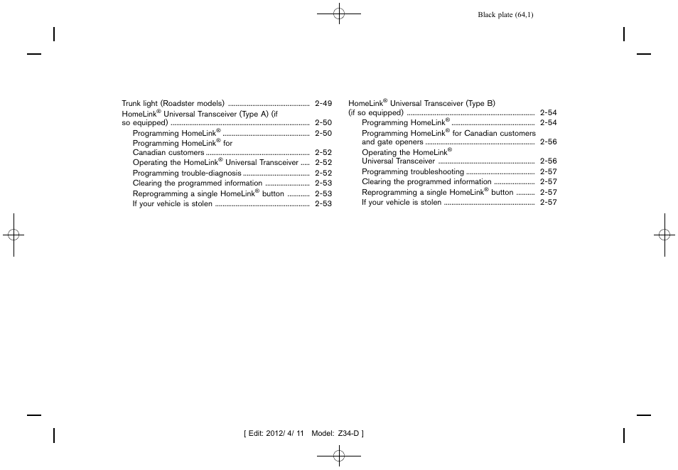 NISSAN 2013 370Z Roadster - Owner's Manual User Manual | Page 66 / 427