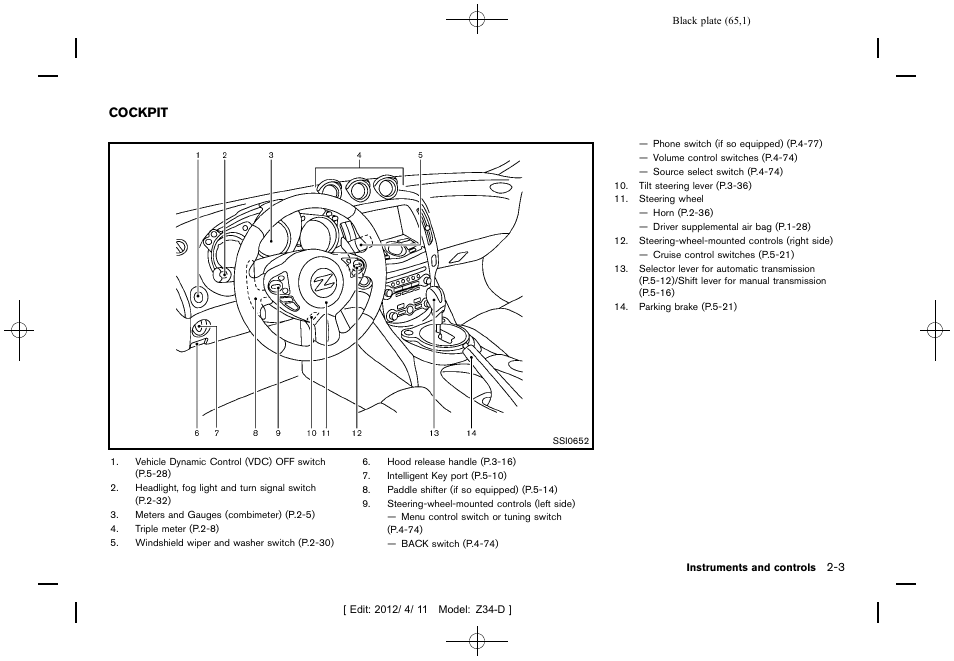 Cockpit -3 | NISSAN 2013 370Z Roadster - Owner's Manual User Manual | Page 67 / 427