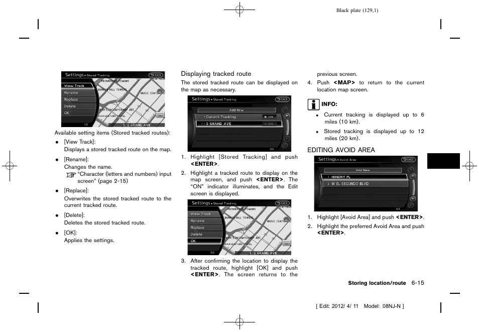 Editing avoid area -15 | NISSAN 2013 Quest - Navigation System Owner's Manual User Manual | Page 129 / 243