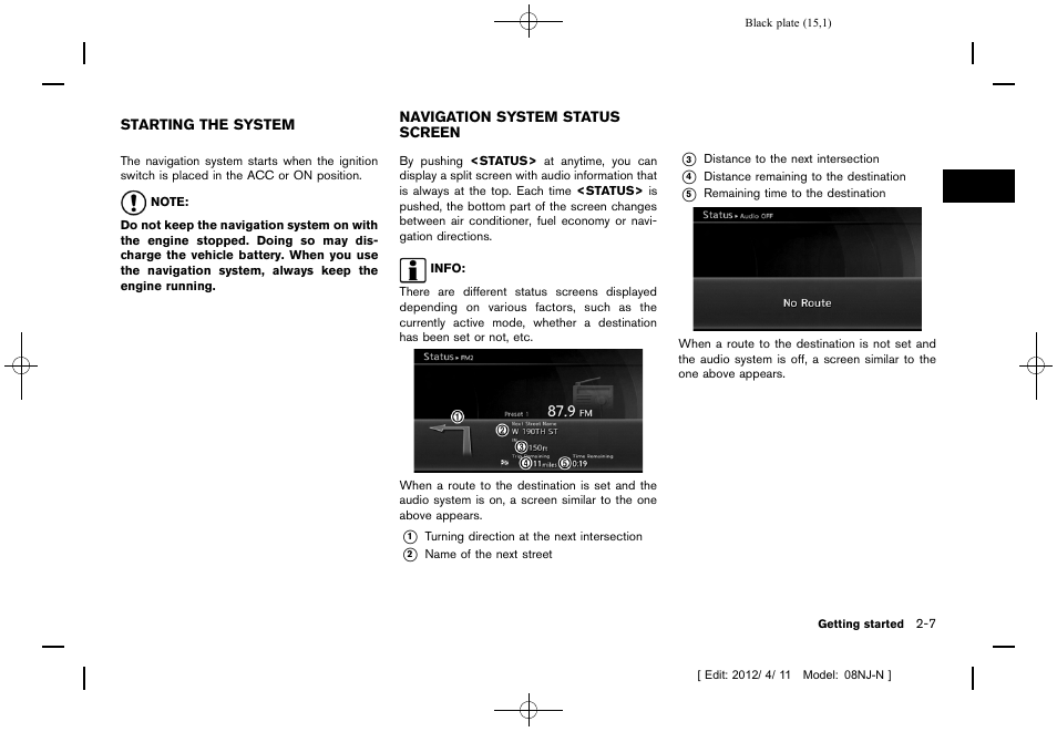 NISSAN 2013 Quest - Navigation System Owner's Manual User Manual | Page 15 / 243