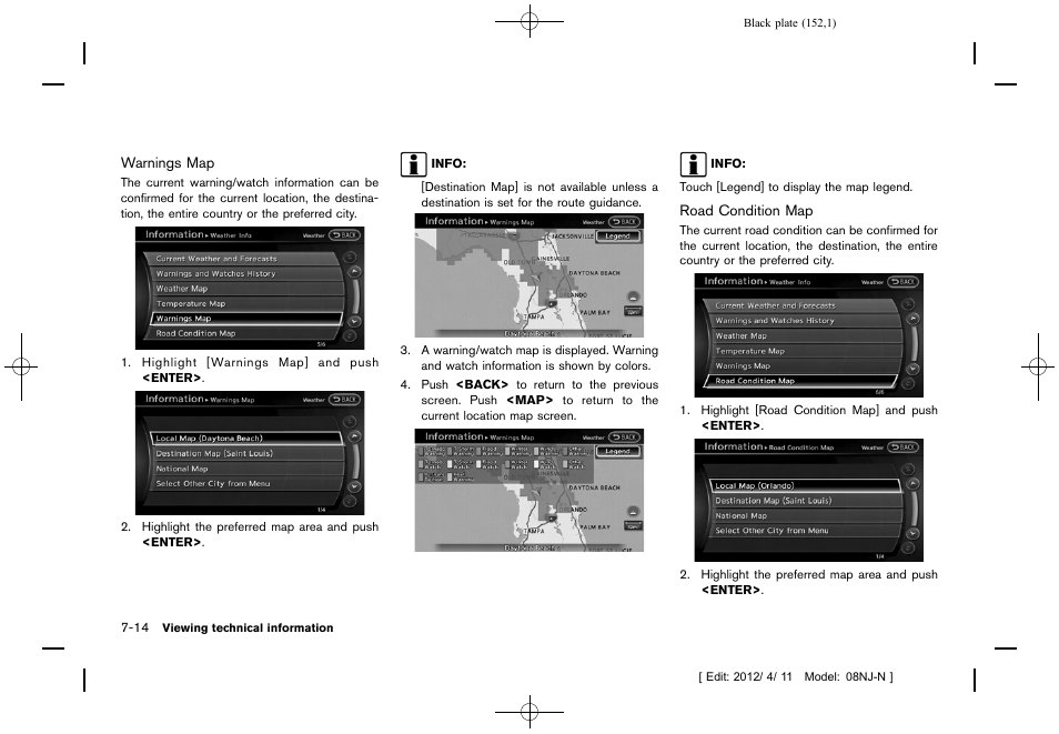 NISSAN 2013 Quest - Navigation System Owner's Manual User Manual | Page 152 / 243