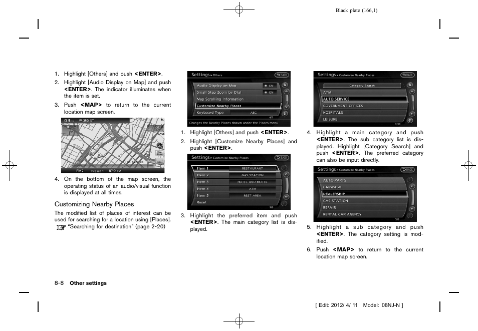 NISSAN 2013 Quest - Navigation System Owner's Manual User Manual | Page 166 / 243