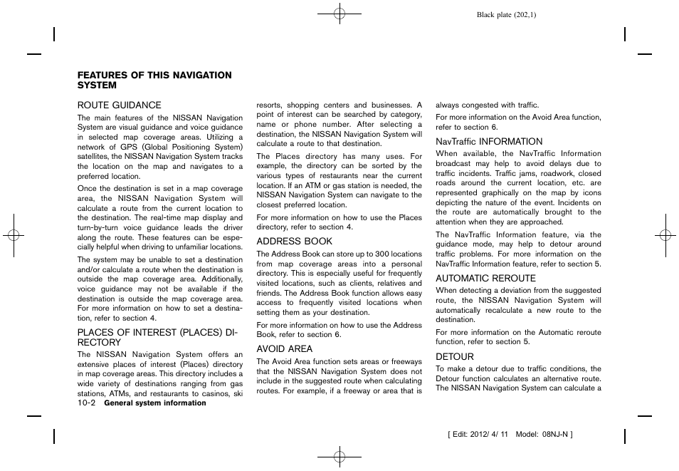 Features of this navigation system -2 | NISSAN 2013 Quest - Navigation System Owner's Manual User Manual | Page 202 / 243
