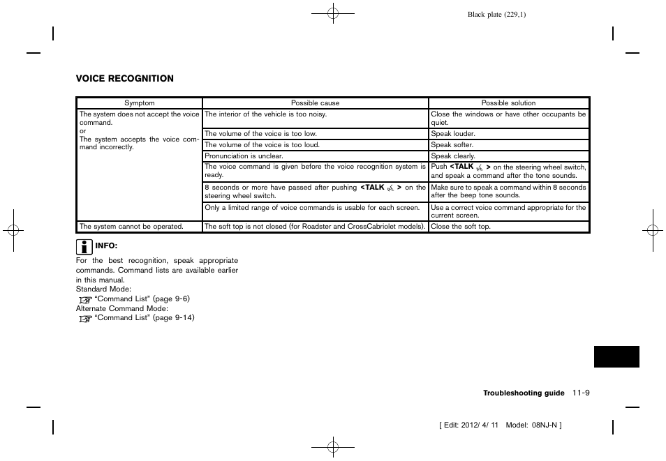 Voice recognition -9 | NISSAN 2013 Quest - Navigation System Owner's Manual User Manual | Page 229 / 243