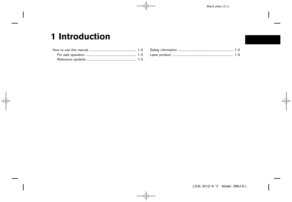 Introduction, 1 introduction | NISSAN 2013 Quest - Navigation System Owner's Manual User Manual | Page 5 / 243