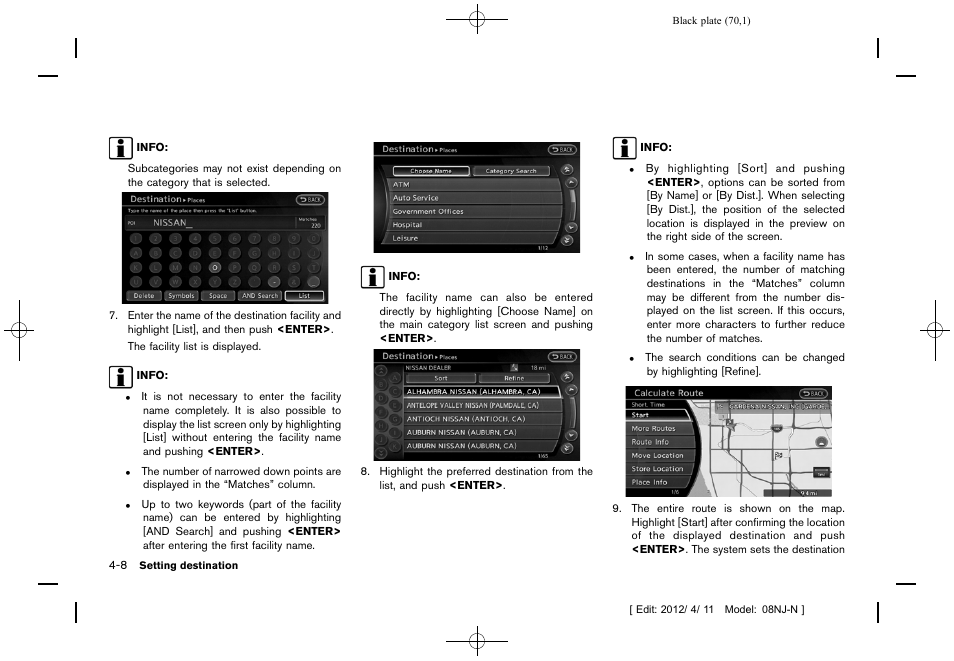 NISSAN 2013 Quest - Navigation System Owner's Manual User Manual | Page 70 / 243