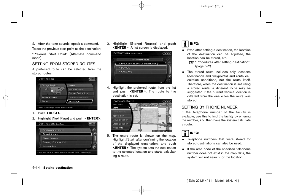 NISSAN 2013 Quest - Navigation System Owner's Manual User Manual | Page 76 / 243