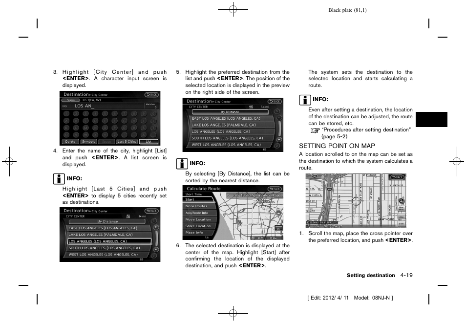 Setting point on map -19 | NISSAN 2013 Quest - Navigation System Owner's Manual User Manual | Page 81 / 243