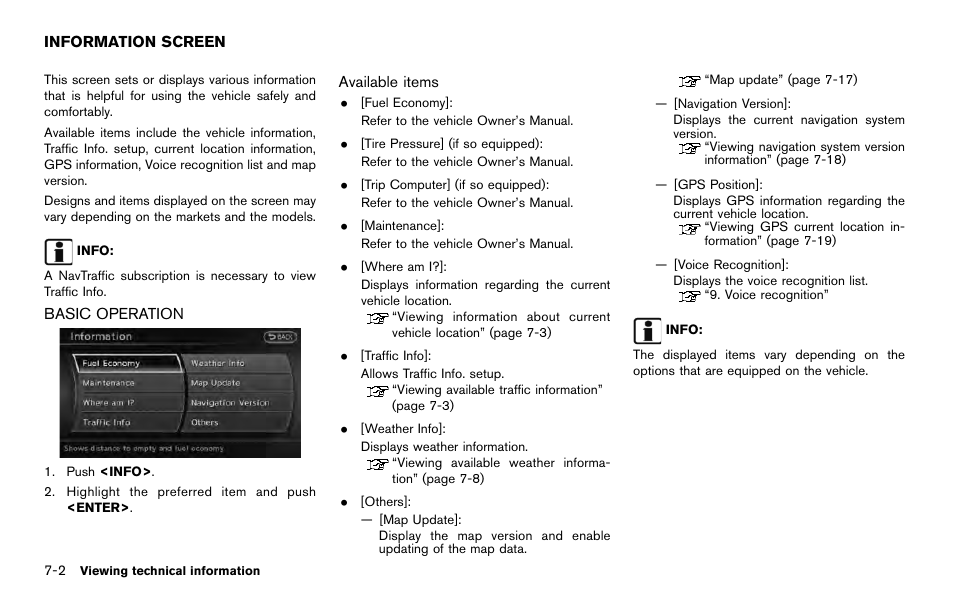 Information screen -2, Basic operation -2 | NISSAN 2014 Quest - Navigation System Owner's Manual User Manual | Page 144 / 252