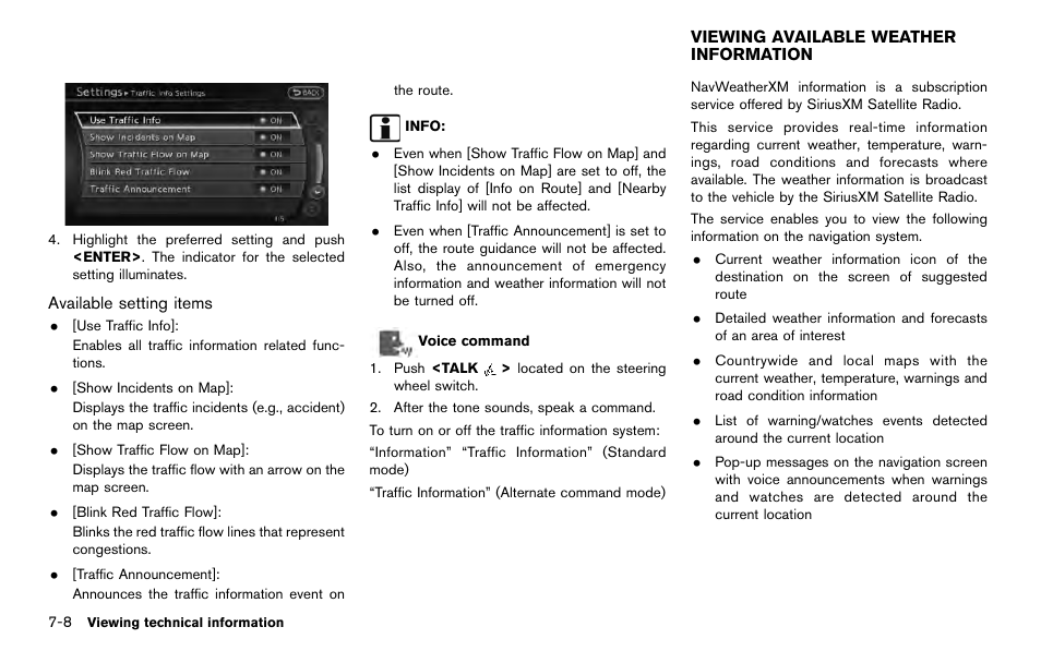 Viewing available weather information -8 | NISSAN 2014 Quest - Navigation System Owner's Manual User Manual | Page 150 / 252